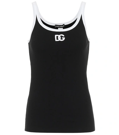 Shop Dolce & Gabbana Stretch-cotton Jersey Tank Top In Black