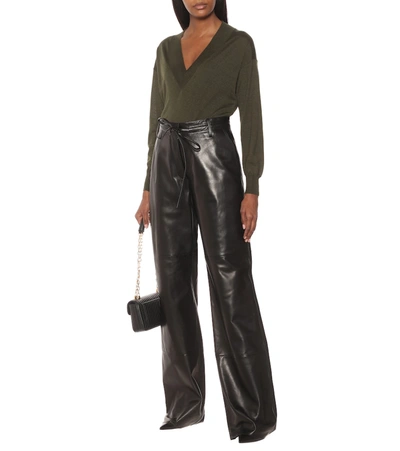 Shop Tom Ford High-rise Wide-leg Leather Pants In Black