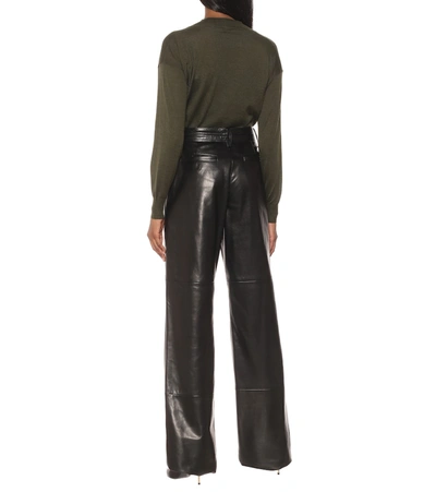 Shop Tom Ford High-rise Wide-leg Leather Pants In Black