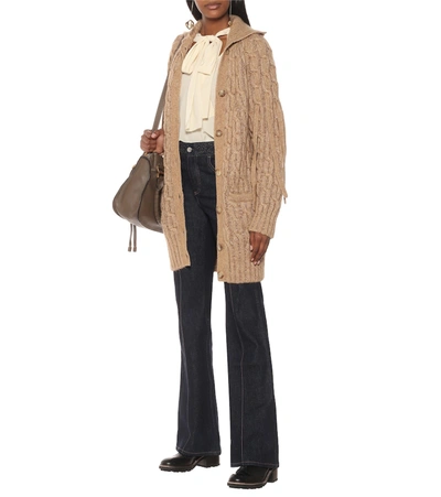 Shop Chloé Cable-knit Cardigan In Beige