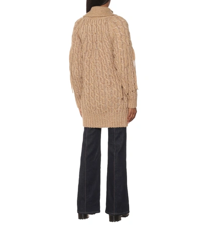 Shop Chloé Cable-knit Cardigan In Beige