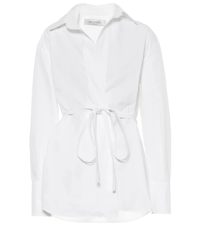 Shop Valentino Cotton Poplin Wrap Shirt In White