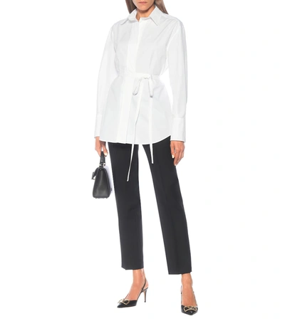 Shop Valentino Cotton Poplin Wrap Shirt In White