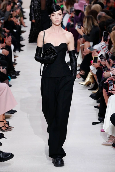 Shop Valentino Wool And Silk Bustier In Black