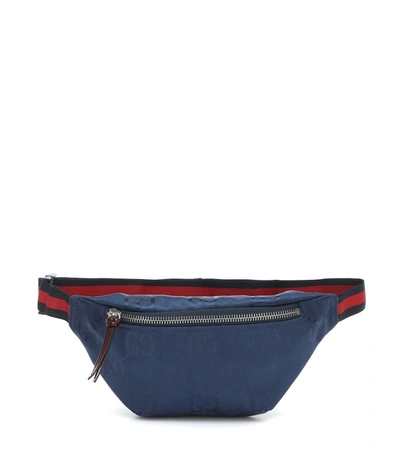 Shop Gucci Gg Jacquard Belt Bag In Blue