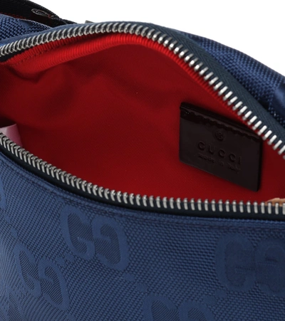 Shop Gucci Gg Jacquard Belt Bag In Blue