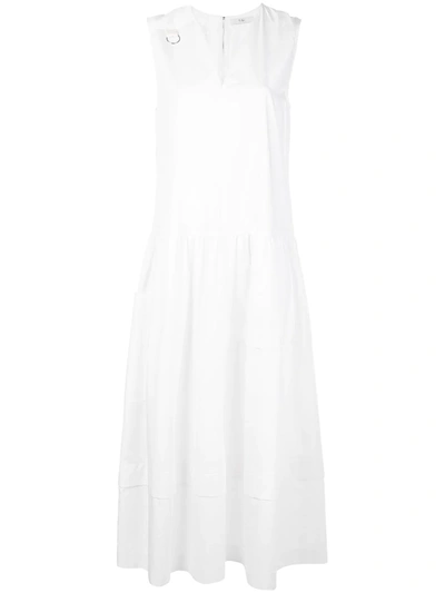 Shop Tibi Eco Poplin Split Neck Dress In White