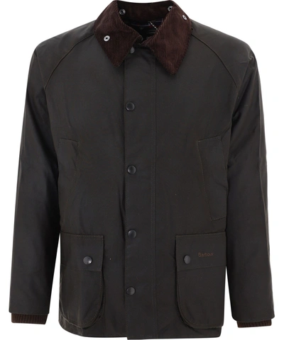 Barbour 'bedale' Green Jacket With Embroidered Logo On The Front In Tech Fabric Man In Grey