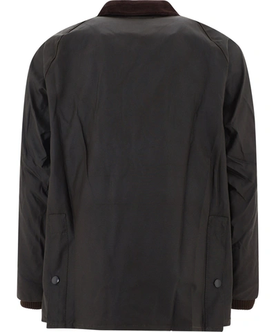 Barbour 'bedale' Green Jacket With Embroidered Logo On The Front In Tech Fabric Man In Grey