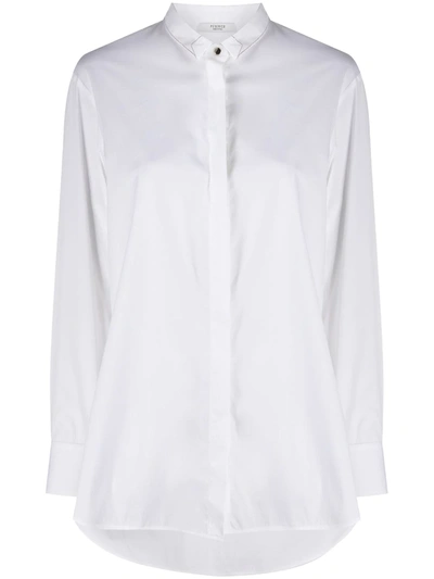 Shop Peserico Longline Classic Collar Shirt In White