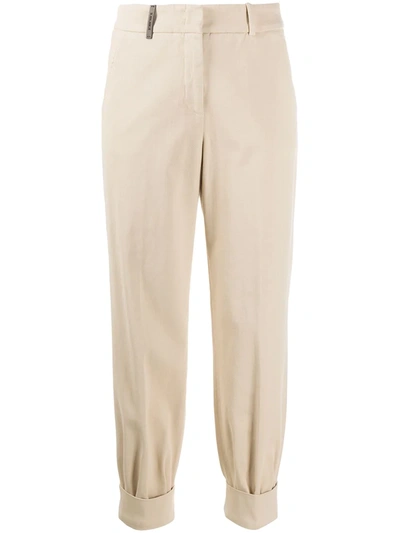 PESERICO TURN-UP CUFF COTTON TROUSERS 