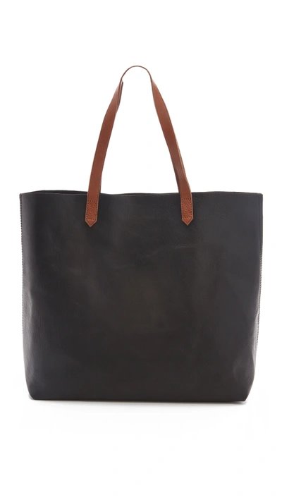 Shop Madewell Transport Tote In True Black;english Saddle