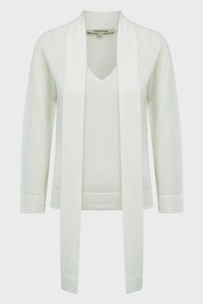 Shop Natan Brook Scarf-effect Wool Blouse In Ivory
