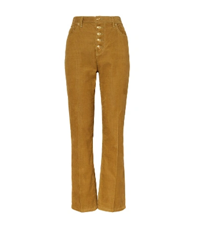 Shop Tory Burch Corduroy Button-fly Jean In Spanish Olive