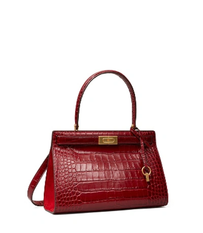 Shop Tory Burch Lee Radziwill Small Bag In Roma Red