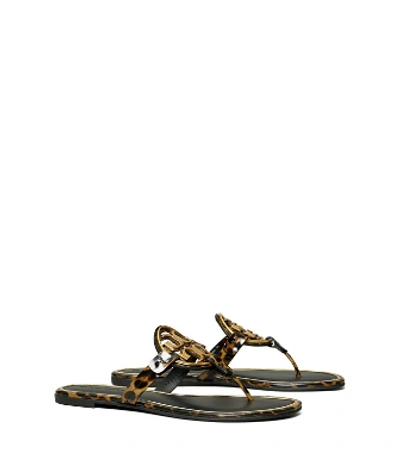 Tory Burch Miller Metal-logo Sandal, Printed Patent Leather In Barbados  Leopard | ModeSens