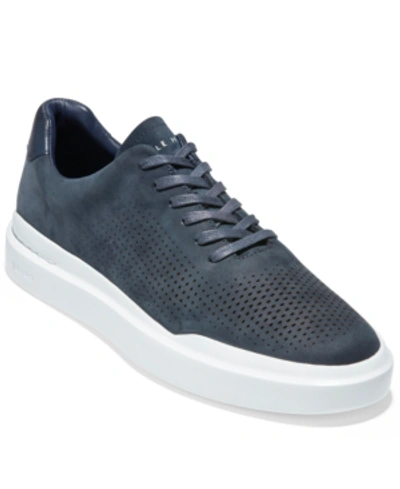 Shop Cole Haan Men's Grandpro Rally Laser Cut Perforated Sneakers In Navy Ink Nubuck