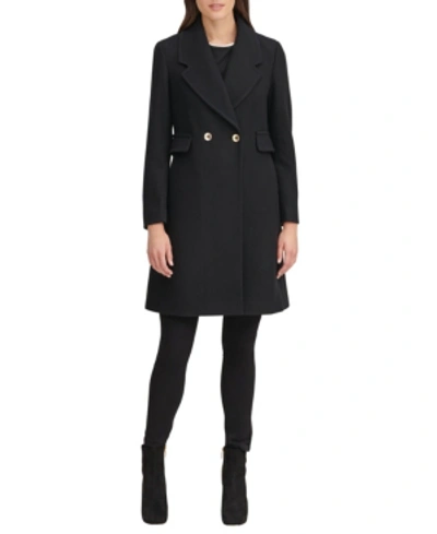 Shop Karl Lagerfeld Women's Double Breasted Coat In Black