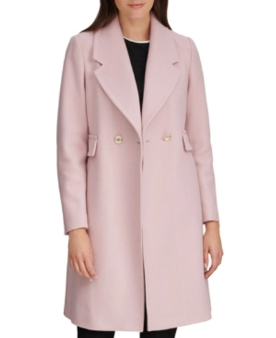 Shop Karl Lagerfeld Women's Double Breasted Coat In Light Pink