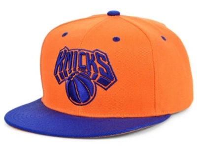 Shop Mitchell & Ness New York Knicks Hardwood Classic Reload Snapback Cap In Orange/royalblue
