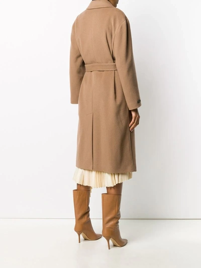 Shop Peserico Belted Wool Wrap Coat In Neutrals