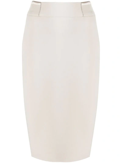 Shop Peserico Twill Pencil Skirt In Neutrals