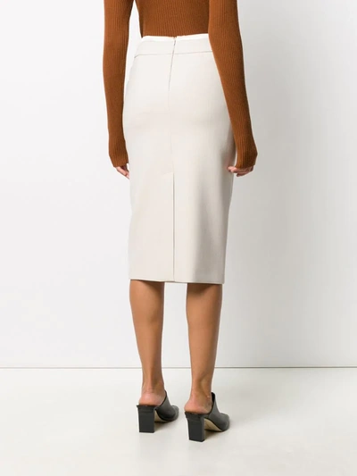 Shop Peserico Twill Pencil Skirt In Neutrals