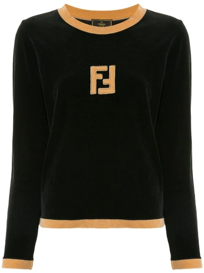 Pre-owned Fendi Ff Motif Crew-neck Sweatshirt In Black