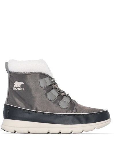 Shop Sorel Explorer Carnival Ankle Boots In Grey