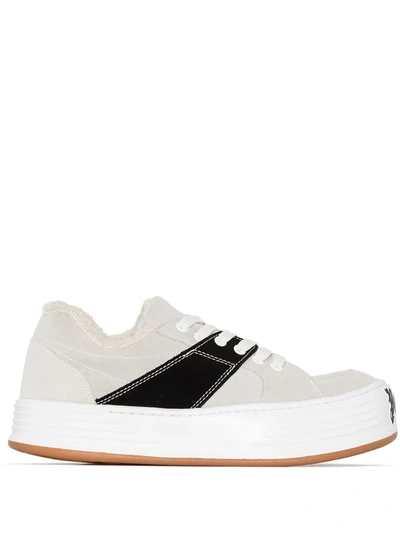 WHITE SNOW SUEDE LOW TOP SNEAKERS
