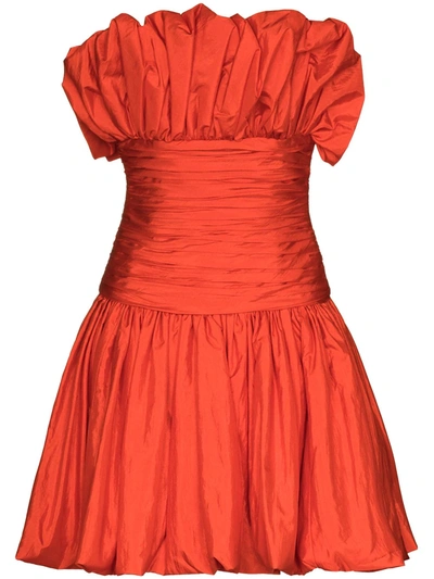 Shop Carolina Herrera Ruched Mini Dress In Orange