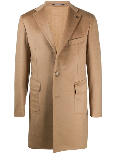 Shop Tagliatore Fitted Single-breasted Coat In Brown