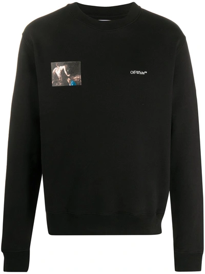 Pre-owned Off-white Slim Fit Caravaggio Angel Sweatshirt Black/black