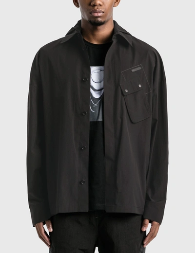 Shop Hyein Seo Hooded Shirt In Black