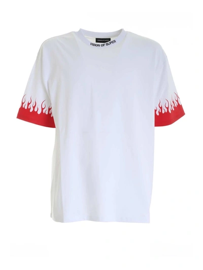 Shop Vision Of Super Flames Prints T-shirt In White
