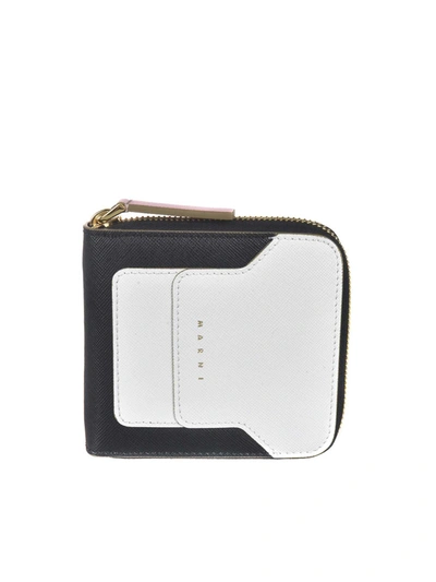 Shop Marni Logo Print Wallet In Black And White