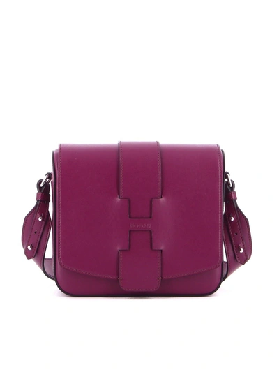 Shop Hogan Raw-cut H Leather Bag In Purple