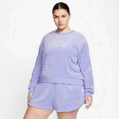 Shop Nike Women's Sportswear Terry Crewneck Sweatshirt (plus Size) In Purple