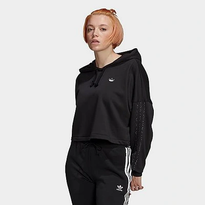 Shop Adidas Originals Adidas Women's Originals 3-stripes Cropped Hoodie In Black