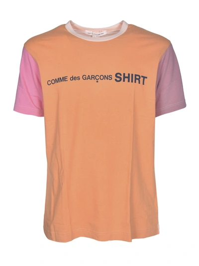 Shop Comme Des Garçons Shirt Branded T-shirt In Orange And Pink