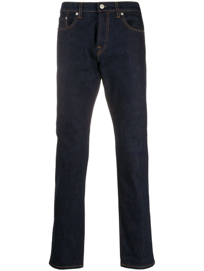 Shop Ps By Paul Smith Contrast-stitching Straight Jeans In Blue