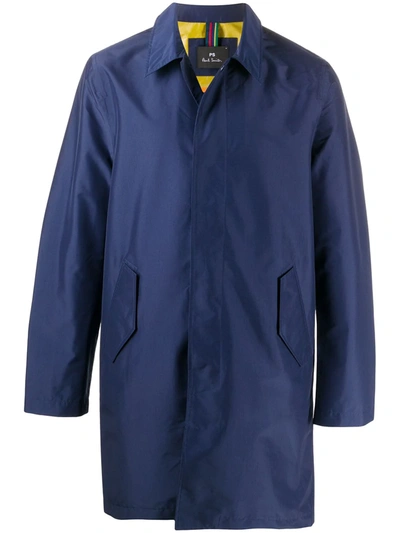 Shop Ps By Paul Smith Single-breasted Midi Coat In Blue