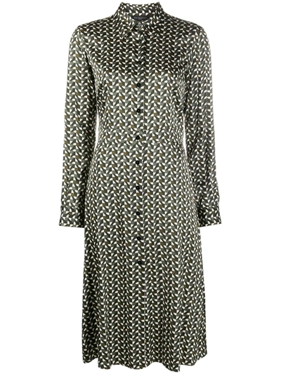 Shop Antonelli Abstract-print A-line Shirt Dress In Green