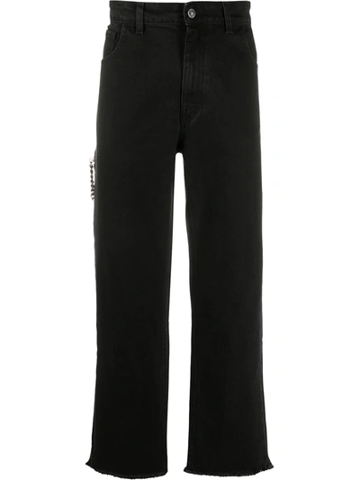 Shop Raf Simons Chain-link Cropped Jeans In Black