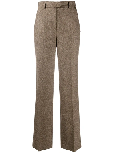 Shop Twinset High-waisted Wide-leg Trousers In Brown