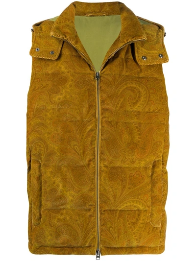 Shop Etro Paisley Padded Jacket In Gelb