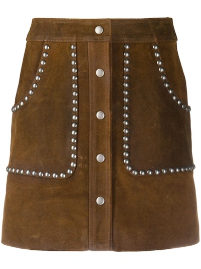Shop Golden Goose Artemide Studded A-line Skirt In Brown