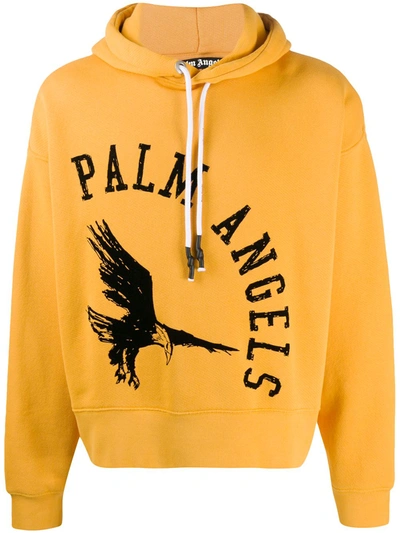 Palm Angels Eagle Logo Print Hoodie In Yellow ModeSens