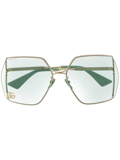 Shop Gucci Double G Oversized-frame Sunglasses In Green