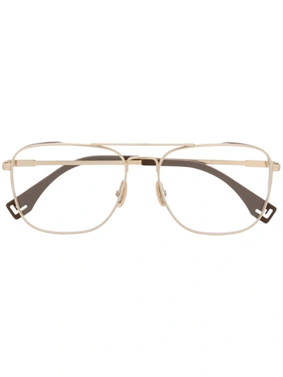 Shop Fendi Aviator Optical Glasses In Gold